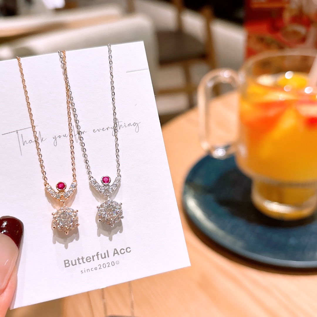 Nickel Free Silver Moissanite Necklace Fresh Self-love Gold