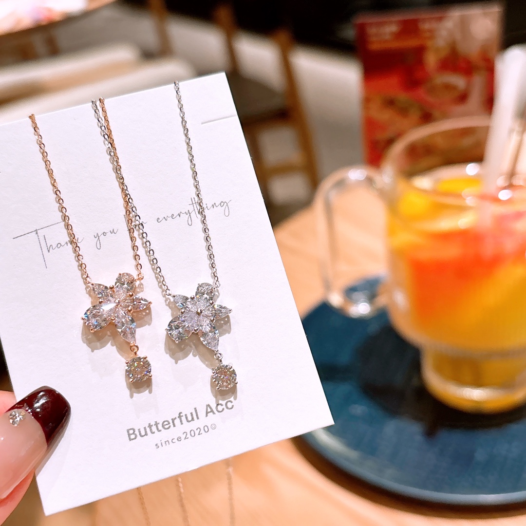 Nickel Free Silver Moissanite Necklace Fashion Office Gold