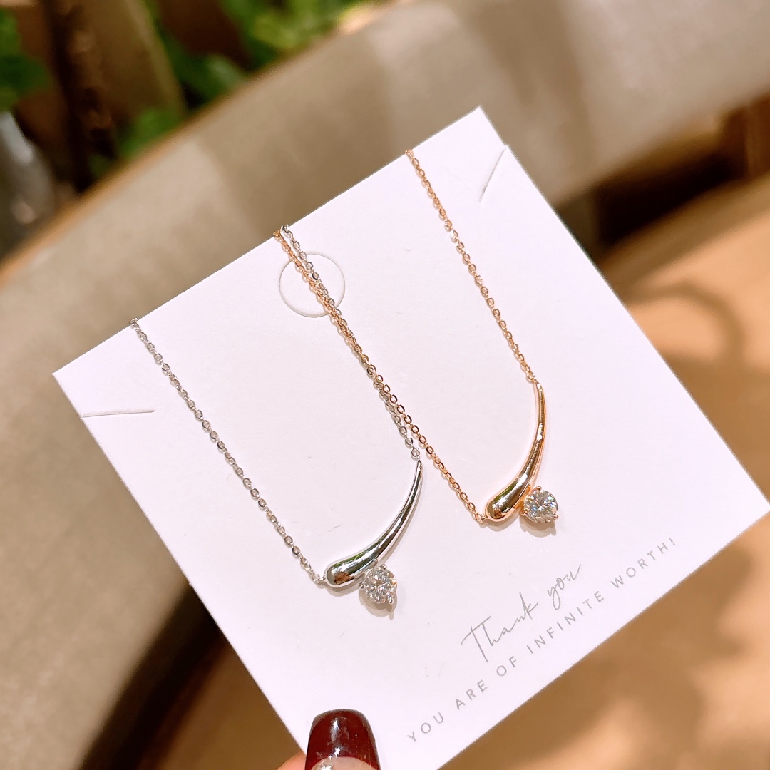 High Polish Silver Moissanite Necklace Ins Style Wedding Registration