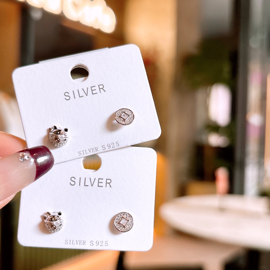 Fine Silver Earrings Korean Style Mother's Birthday Silver