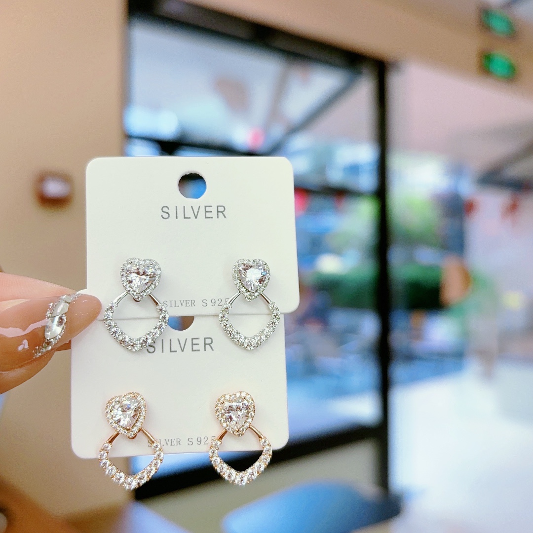 Solid Silver Earrings Sweet Annual Party Silver