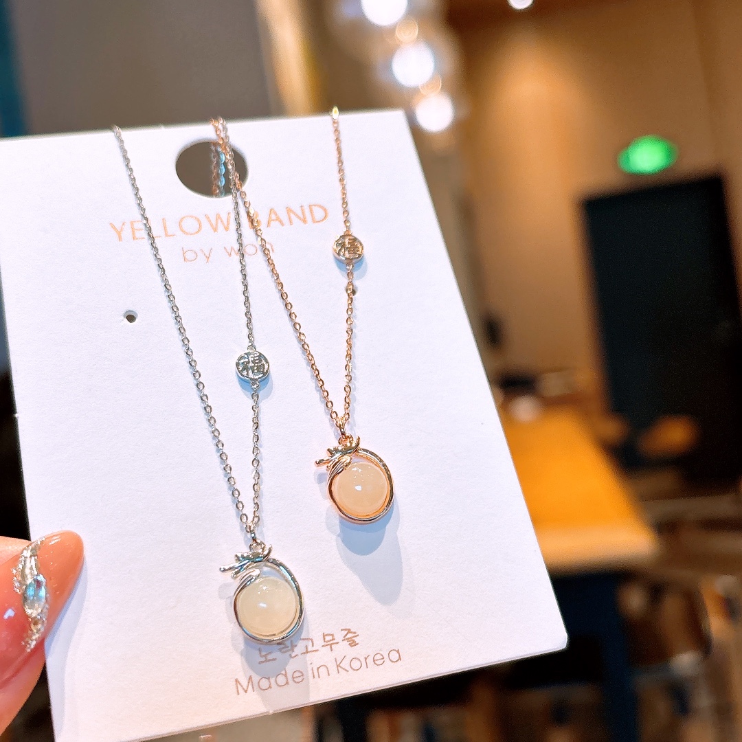 S925 Sterling Silver Hetian Jade Necklace Light Luxury Proposal Gold