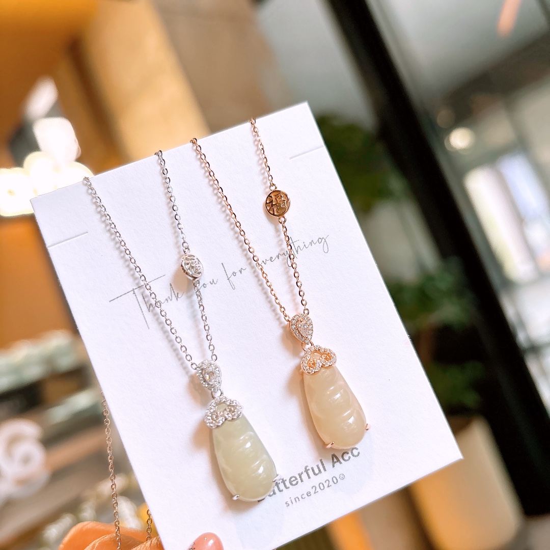 S925 Sterling Silver Hetian Jade Necklace Vintage Confession Silver