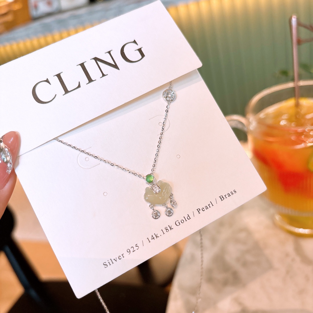 Low Allergy Silver Hetian Jade Necklace Sweet Anniversary Silver