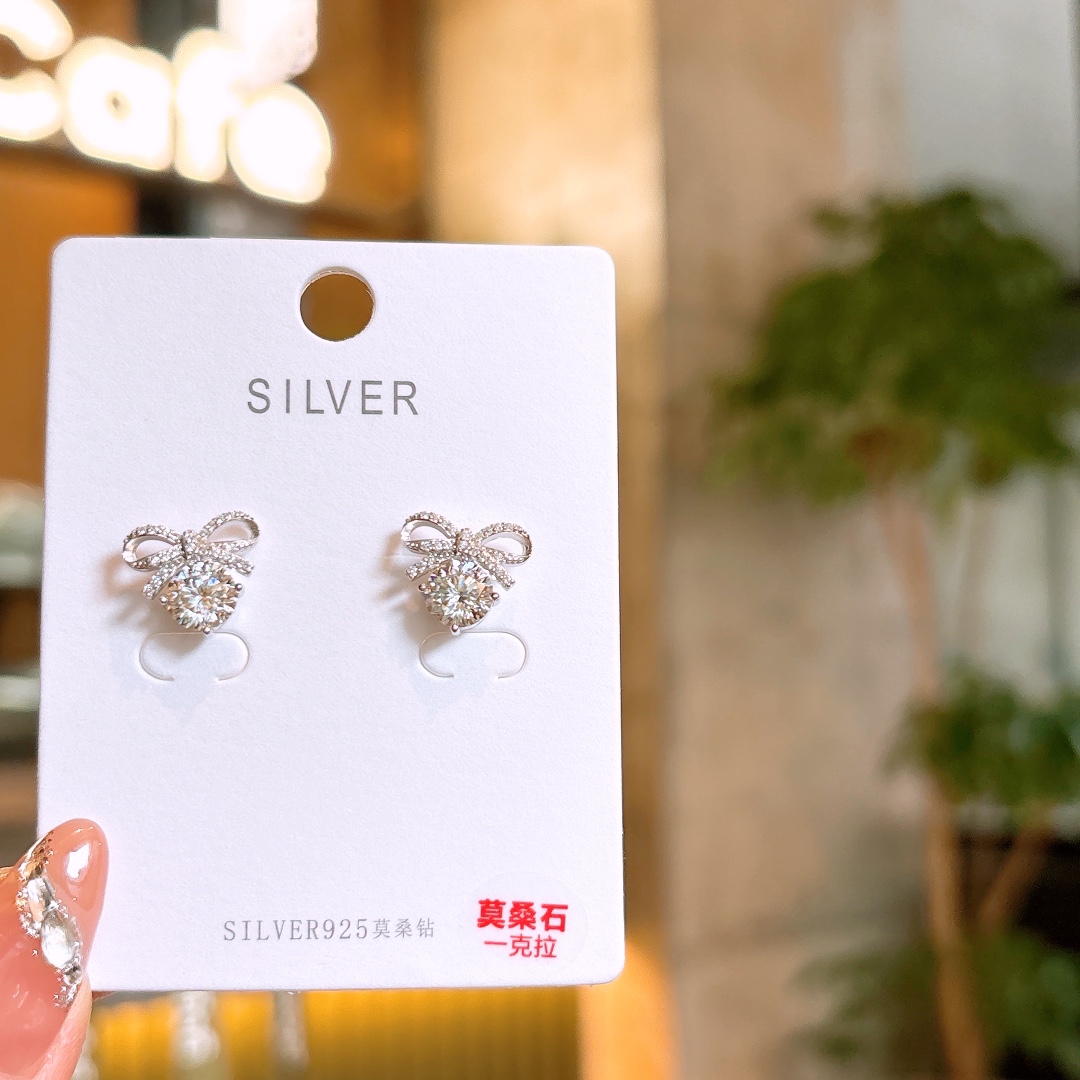 925 Silver Moissanite Studs Minimalist Teacher's Day Gold