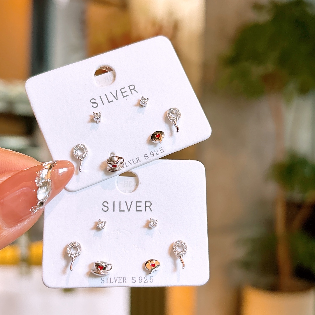 Hypoallergenic Silver Earrings Sweet & Cool Teacher's Day Silver