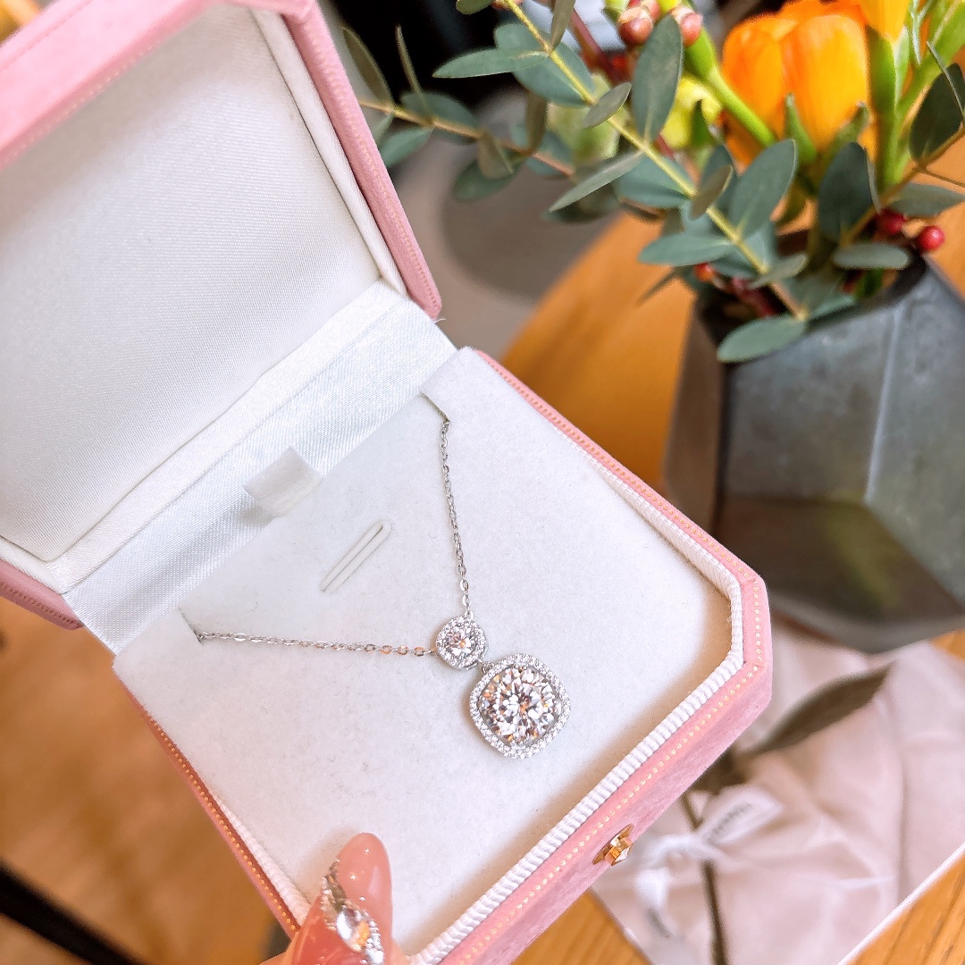 Hypoallergenes Silber Moissanit Kette Frisch Verlobung Silber