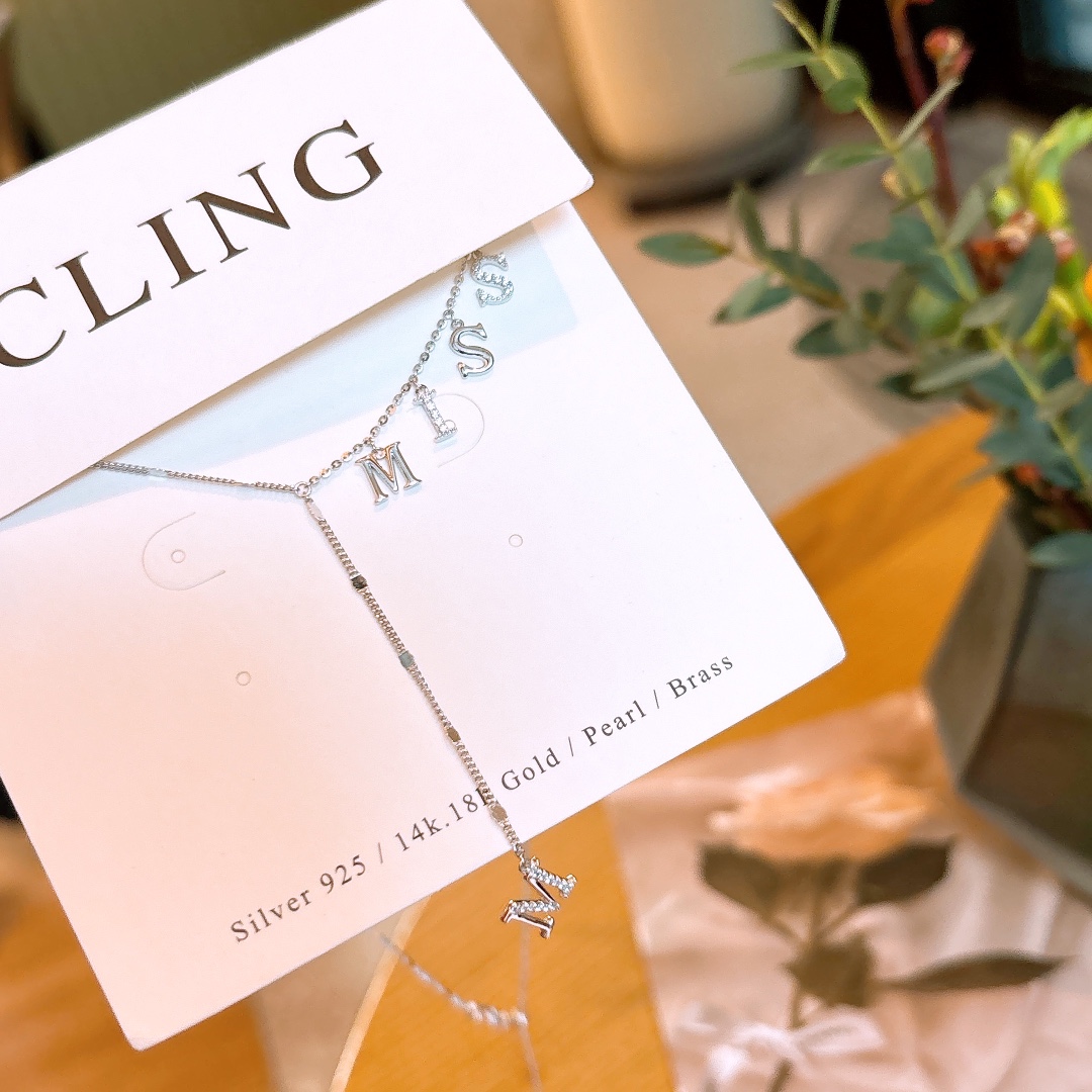 Solid Silver Necklace Delicate Confession Gold