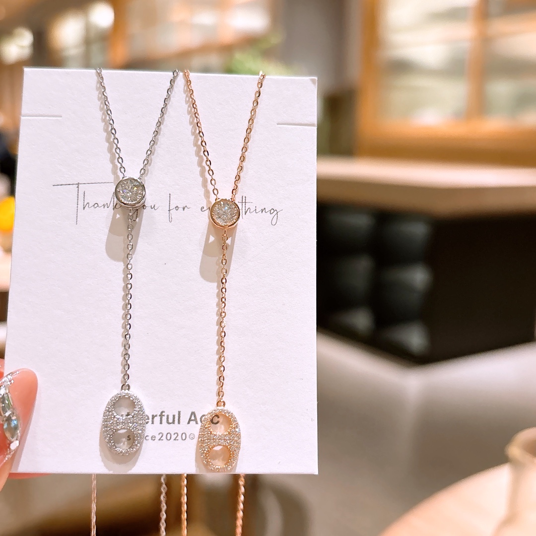 Fine Silver Moissanite Necklace Premium Mother's Day Gold