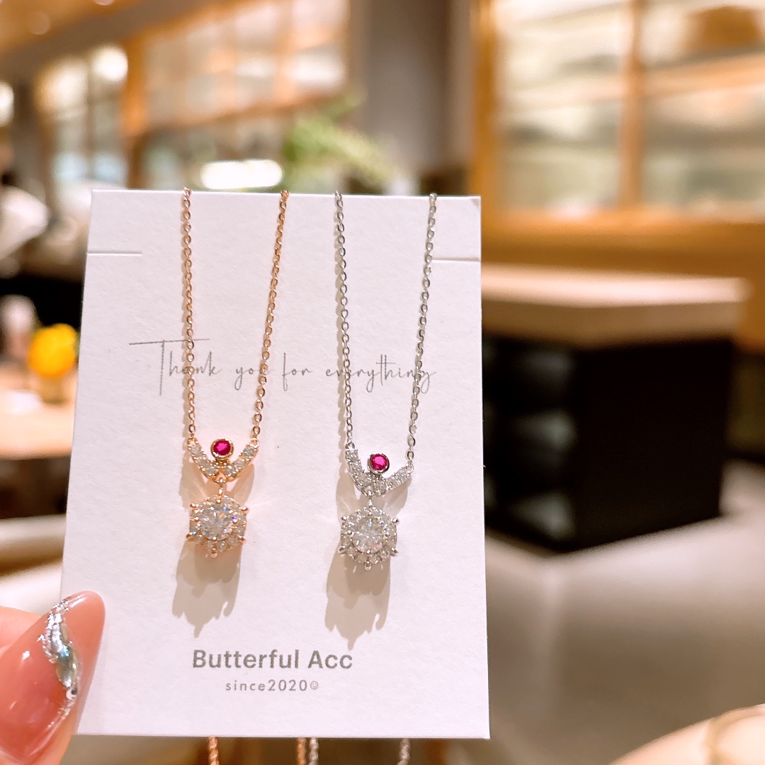 Massivsilber Moissanit Kette Sanft Geschenk für beste Freundin Gold