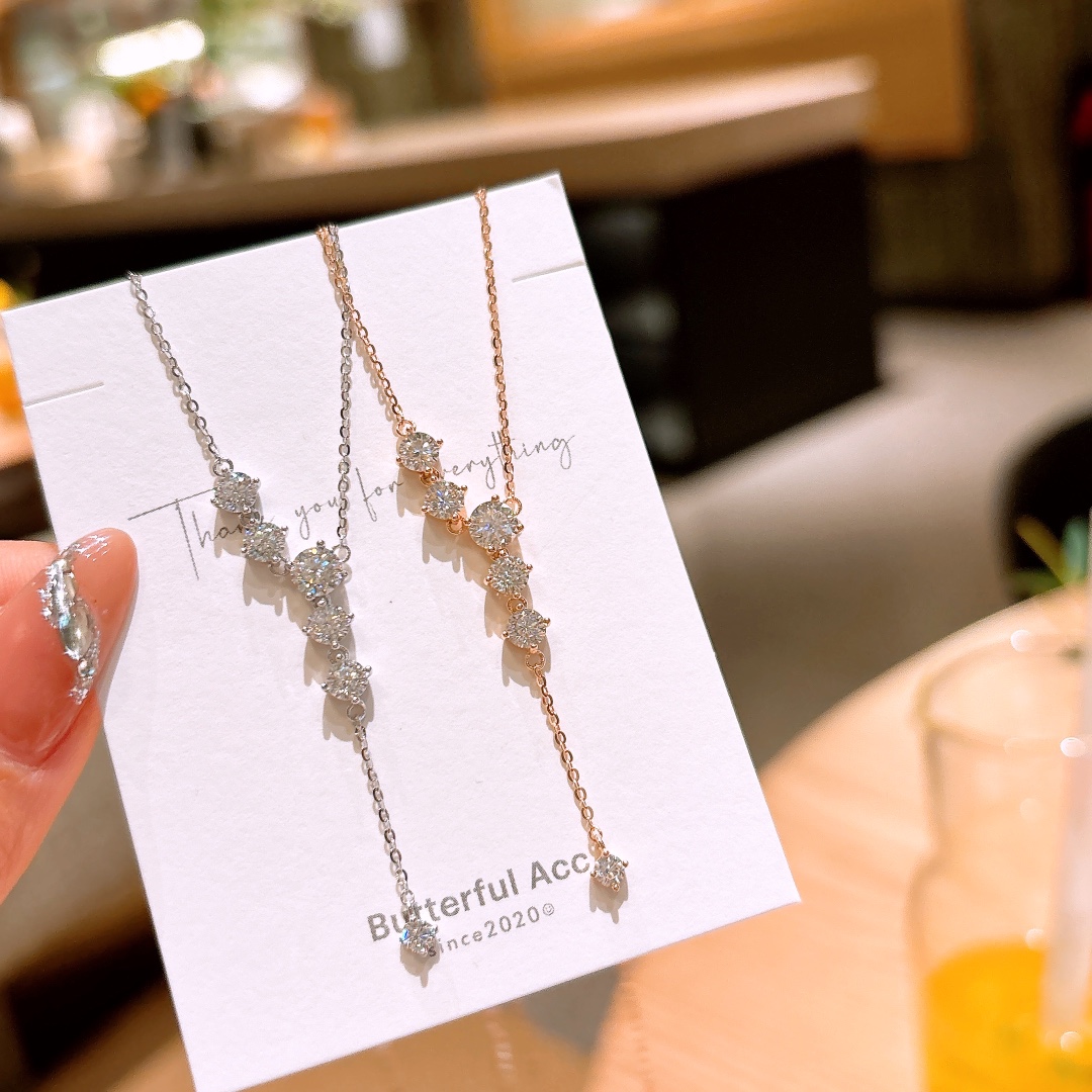 925 Silber Moissanit Kette Zart Heiratsantrag Gold