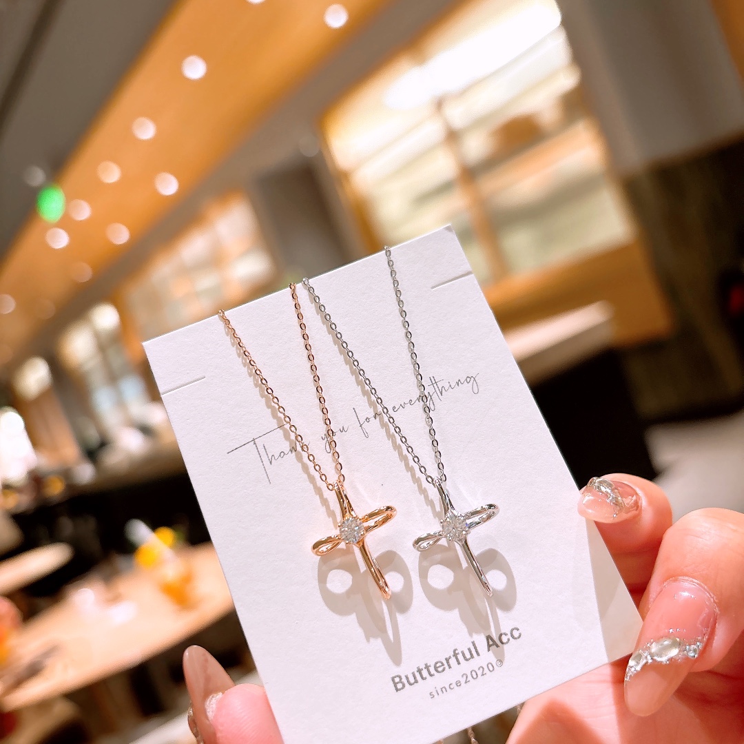 Nickelfreies Silber Moissanit Kette Instagram-Stil Neujahr Gold