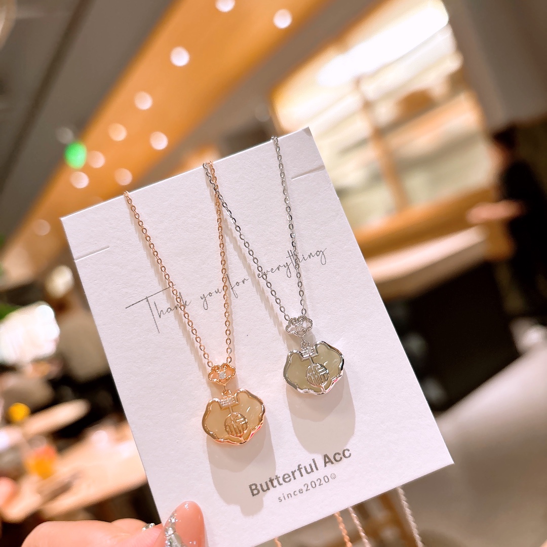 Hypoallergenic Silver Hetian Jade Necklace Unique Workplace Silver