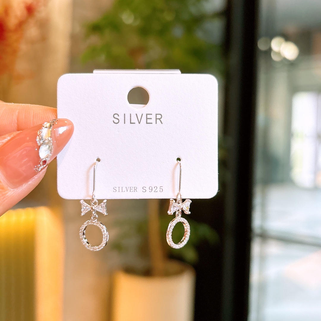 S925 Sterling Silver Drop & Thread Earrings Vintage Annual Party