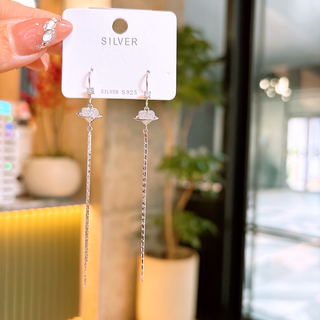 Low Allergy Silver Drop & Thread Earrings Fresh Mother's Day Gold