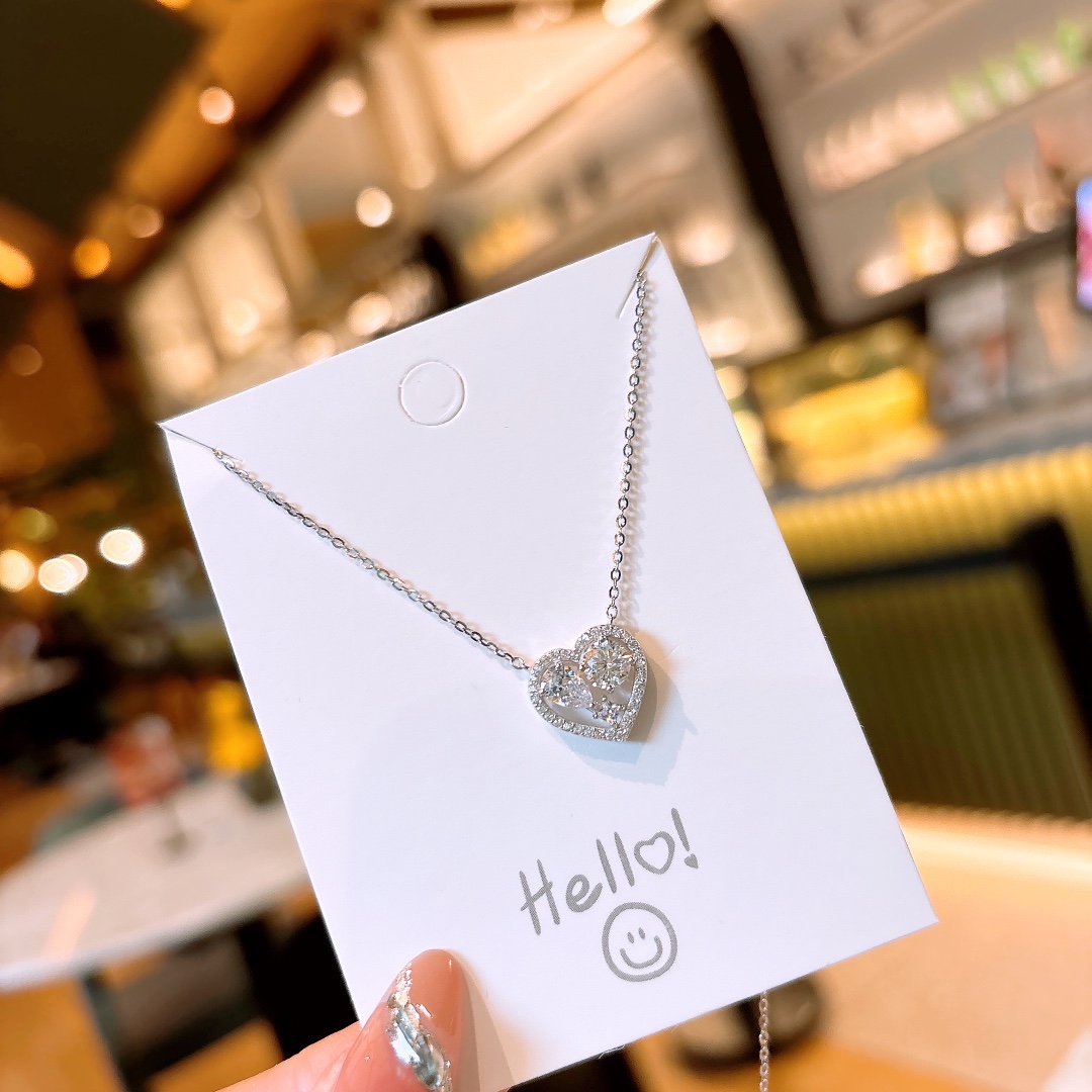 Nickel Free Silver Moissanite Necklace Ins Style Mother's Birthday