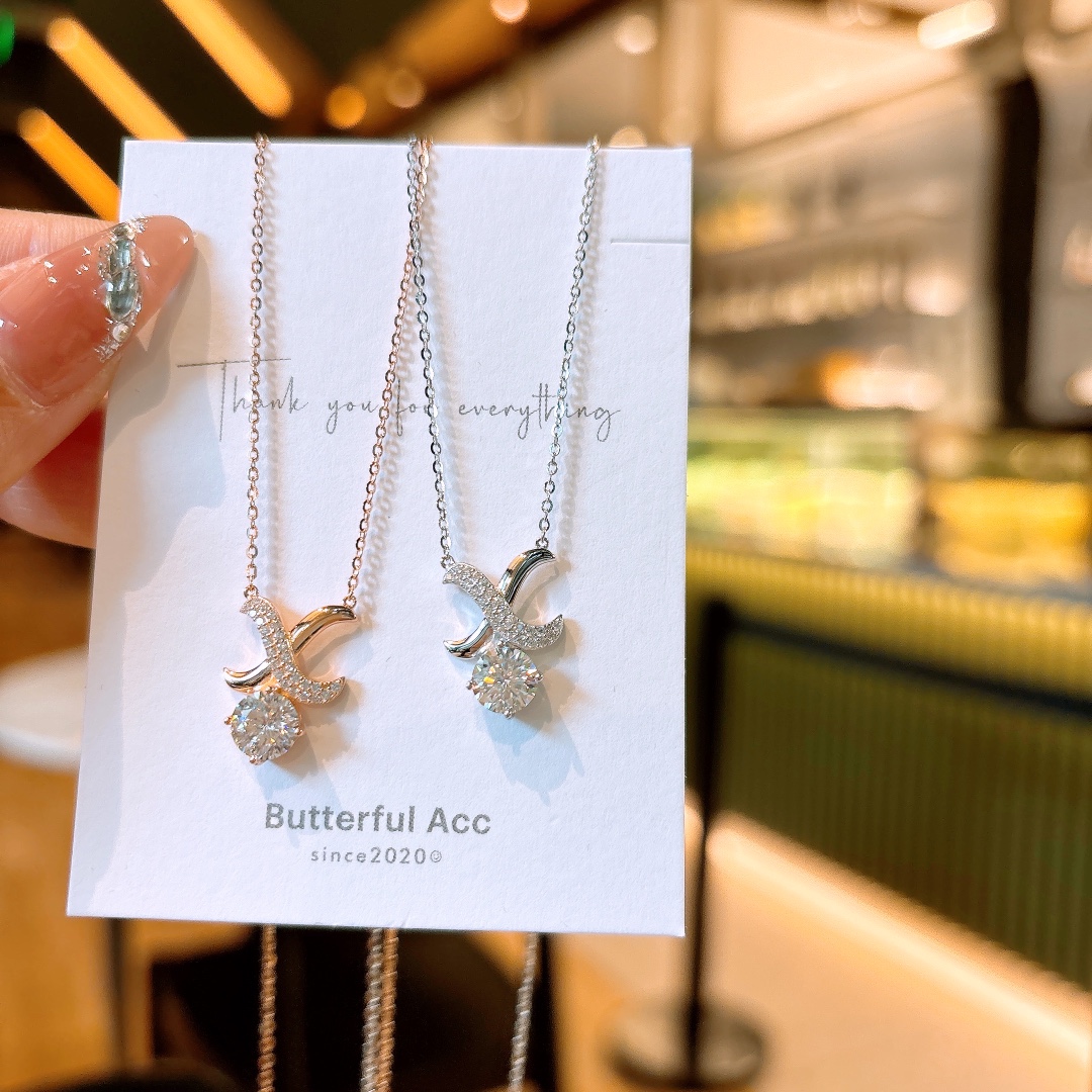 Solid Silver Moissanite Necklace Precision Bestie Gift Silver