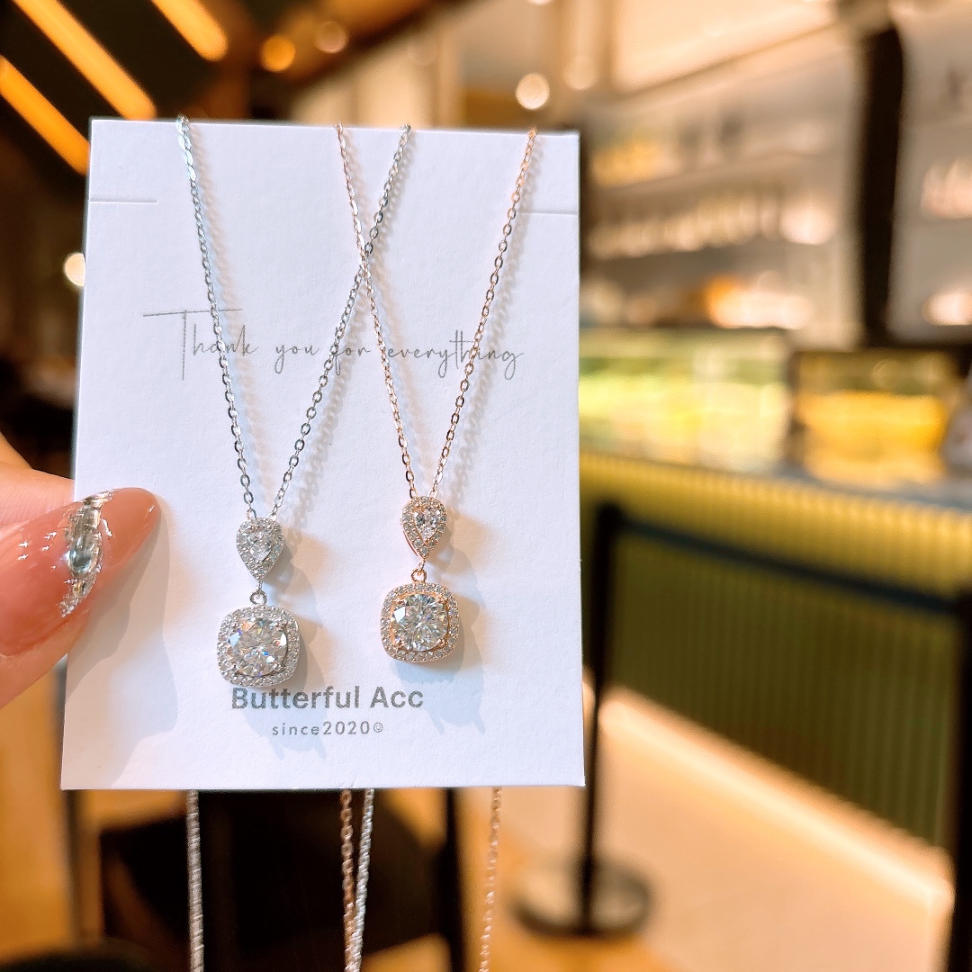 Fine Silver Moissanite Necklace Fresh Valentine's Day Silver