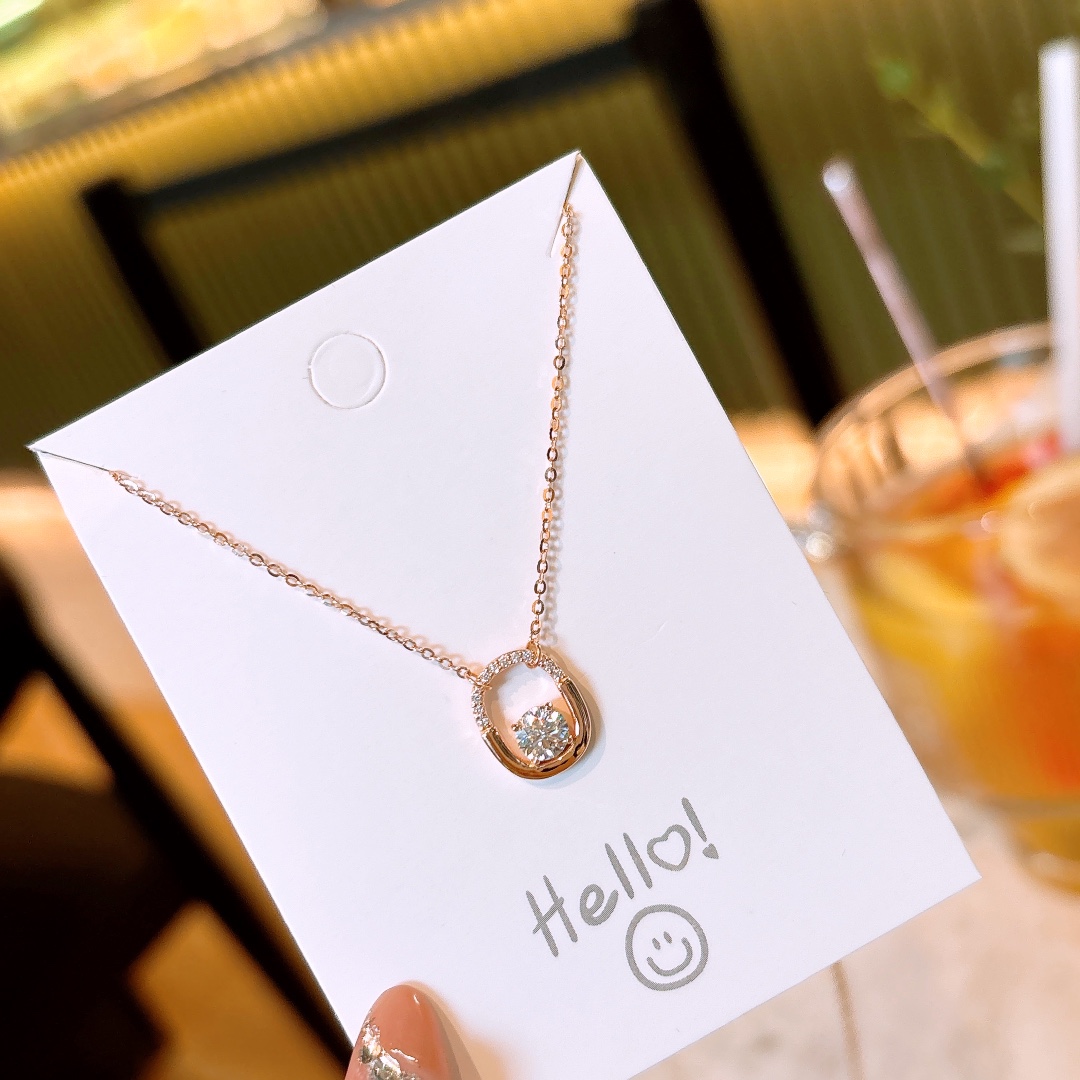 インスタ風アレルギー対応シルバーモアッサナイトネックレスゴールド 誕生日