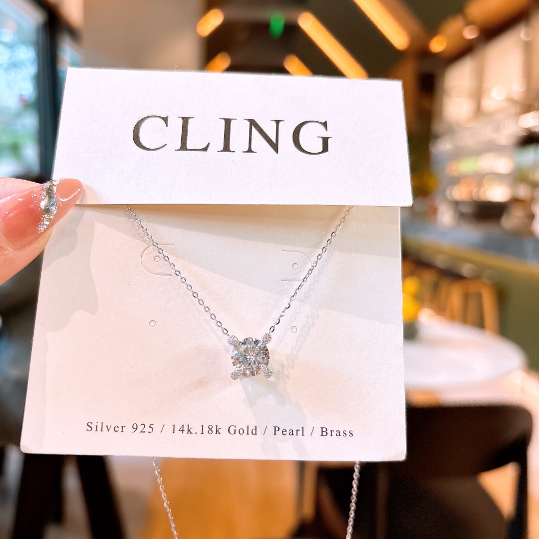 Solid Silver Moissanite Necklace Premium Housewarming Silver