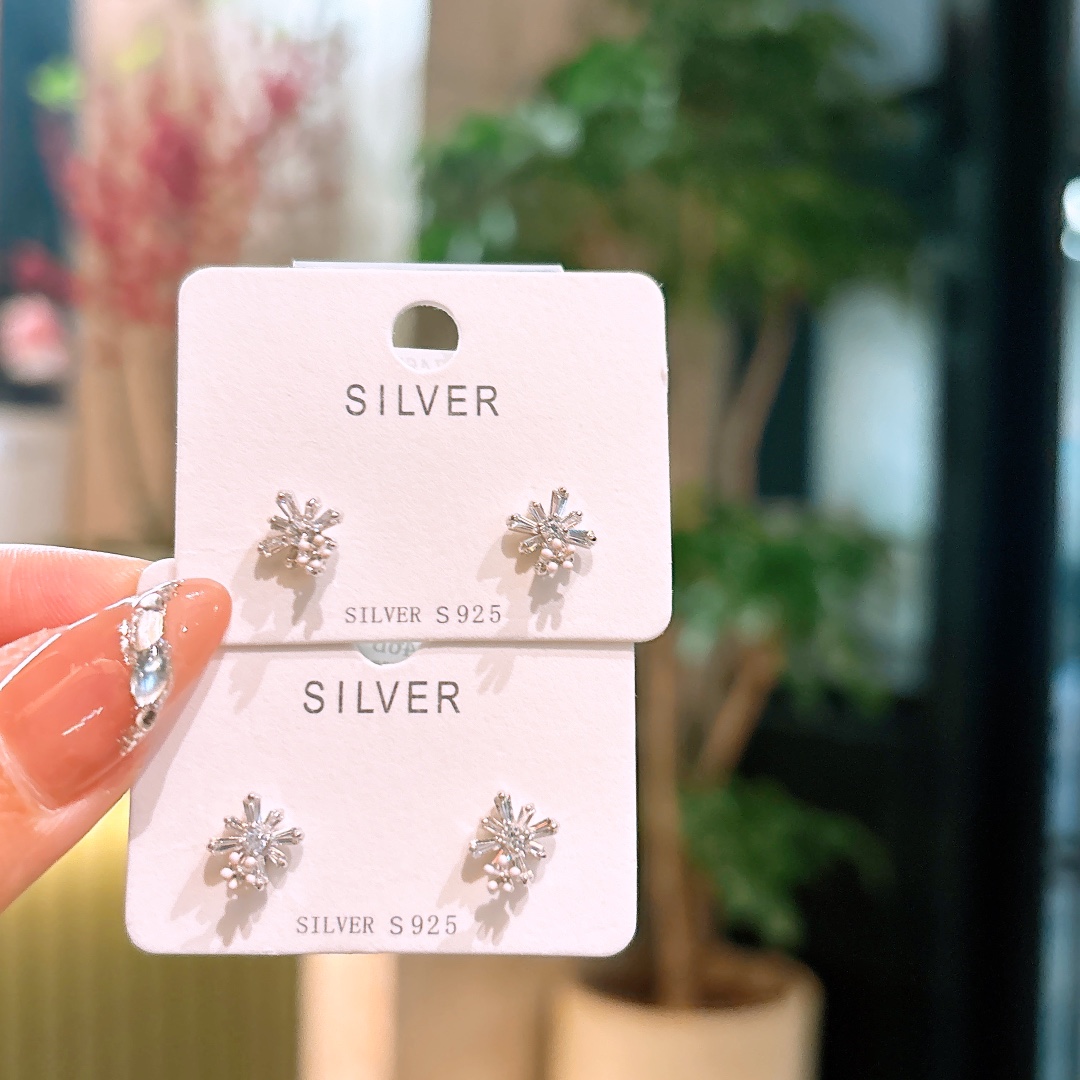 S925 Sterling Silver Earrings Precision Birthday Gold