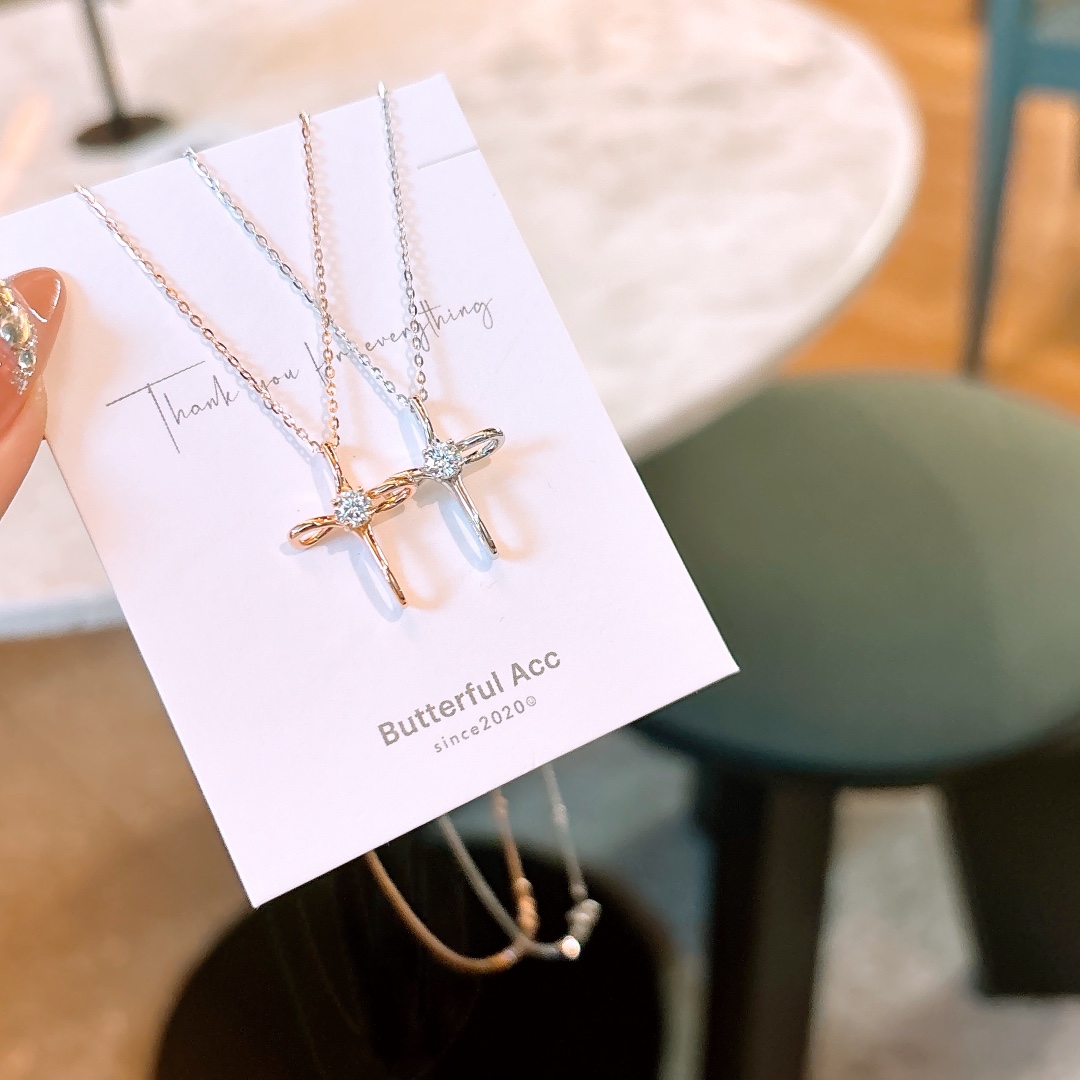 Solid Silver Moissanite Necklace Girly Wedding Registration Gold