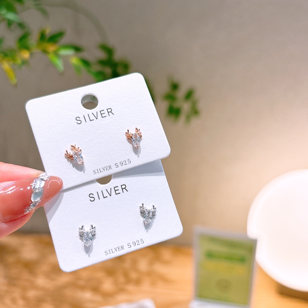 S925 Sterling Silver Earrings Girly Valentine's Day Silver