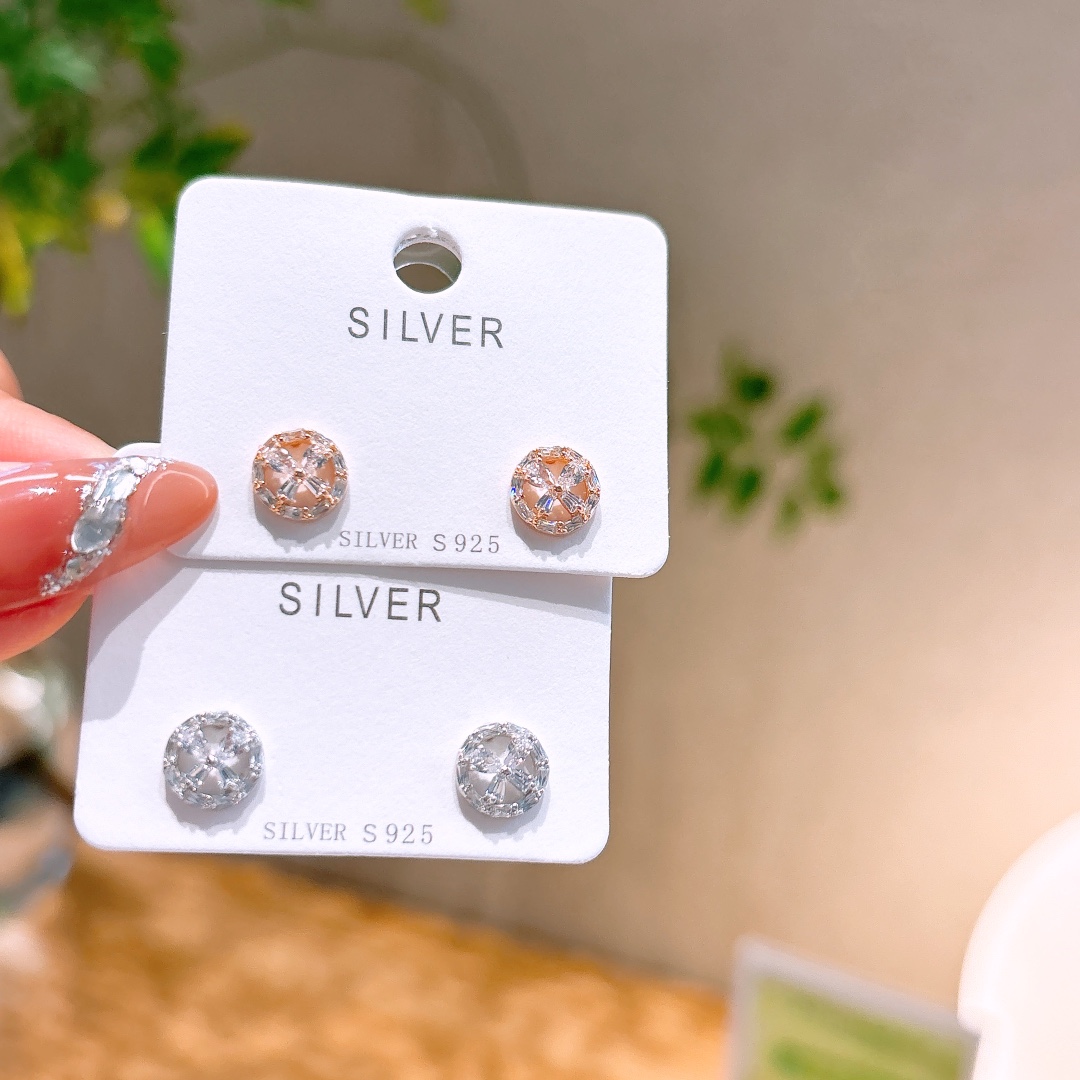 S925 Sterling Silver Earrings Girly Mother's Day Silver