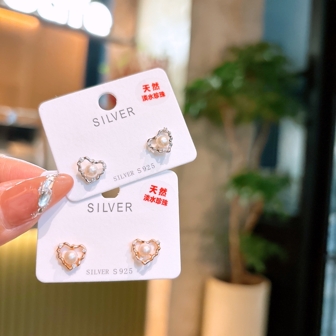 Hypoallergenic Silver Freshwater Pearl Studs Vintage Proposal Gold