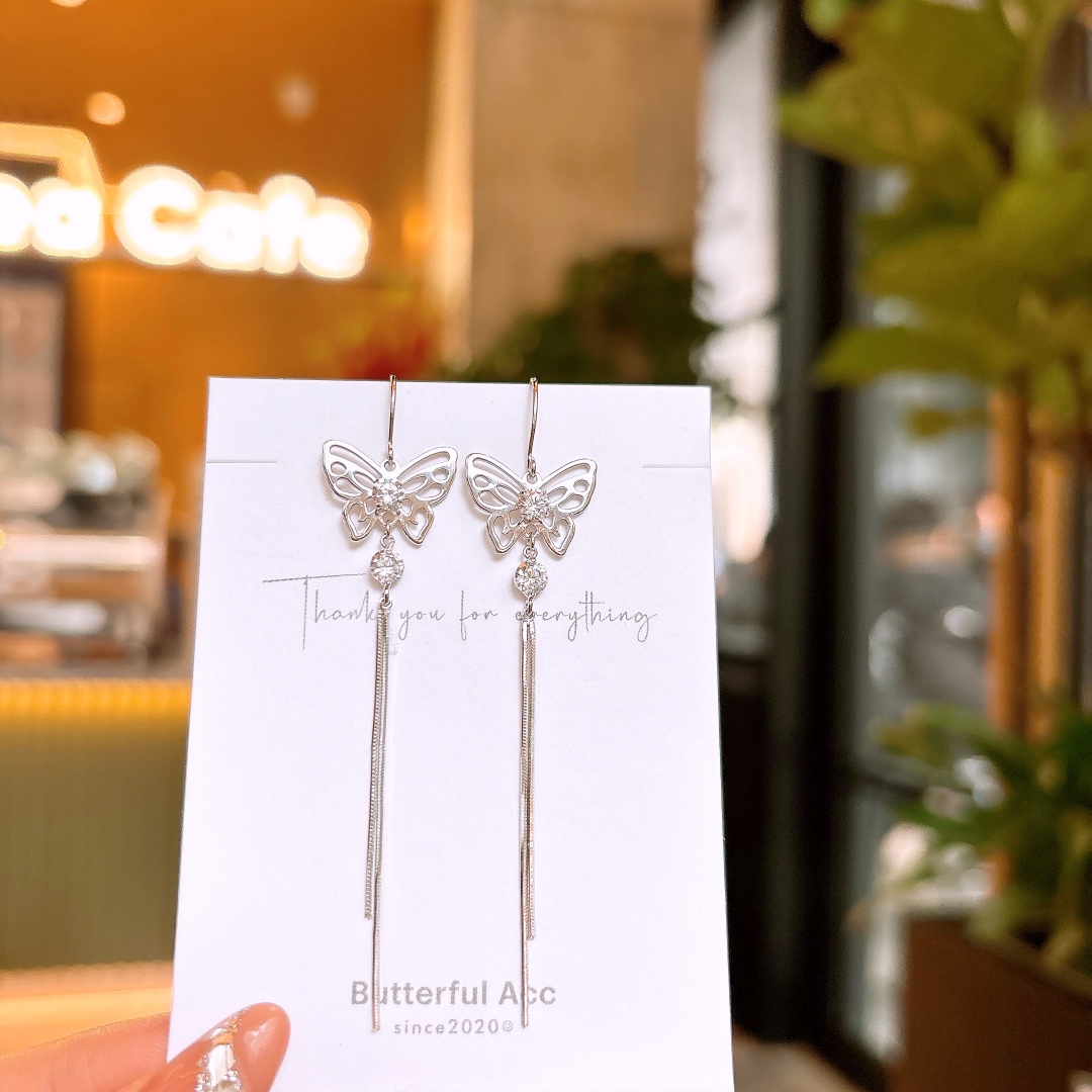 Nickel Free Silver Drop & Thread Earrings Sweet Everyday Wear Gold