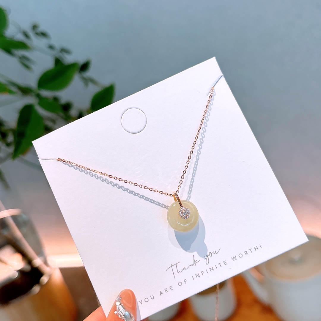 Low Allergy Silver Hetian Jade Necklace Pure Teacher's Day Silver