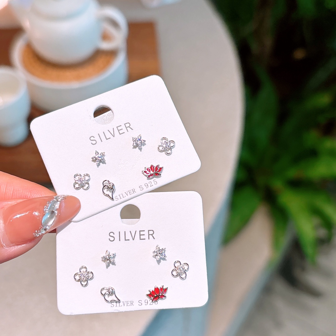 Hypoallergenic Silver Earrings Korean Style Father's Day Gold