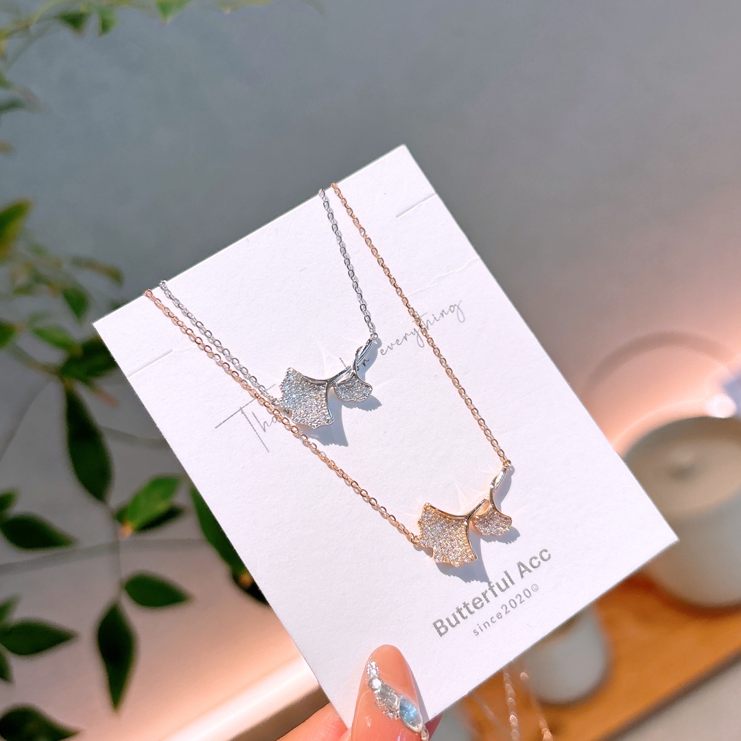 S925 Sterling Silver Necklace Sweet Wedding Gold
