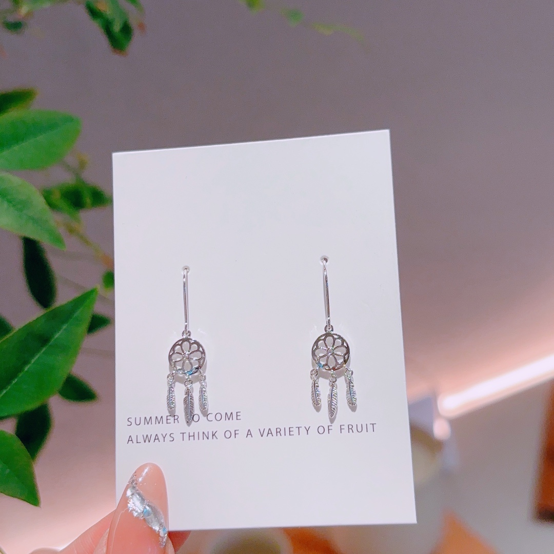 High Polish Silver Drop & Thread Earrings Playful Workplace Silver