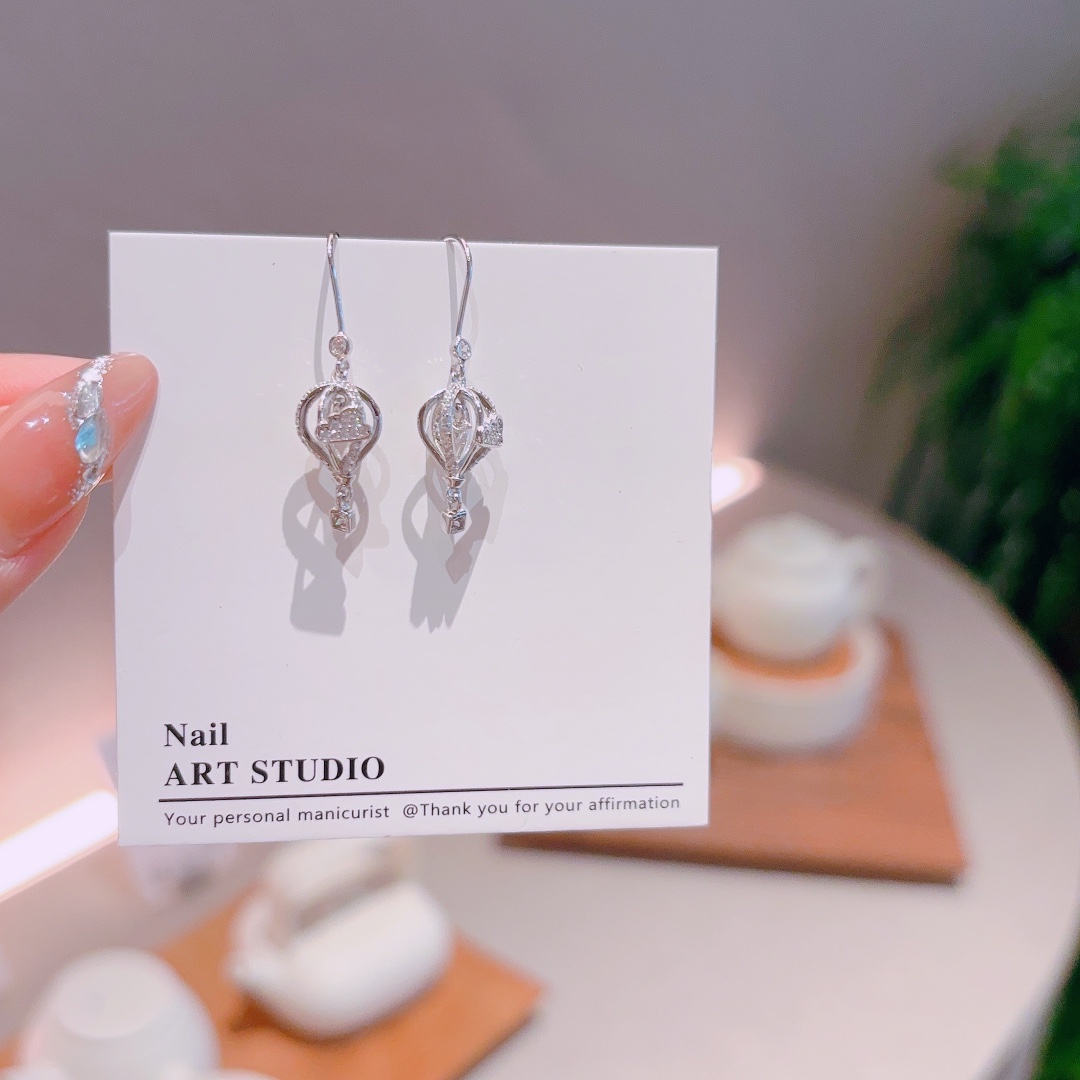 High Polish Silver Drop & Thread Earrings Elegant Engagement Silver