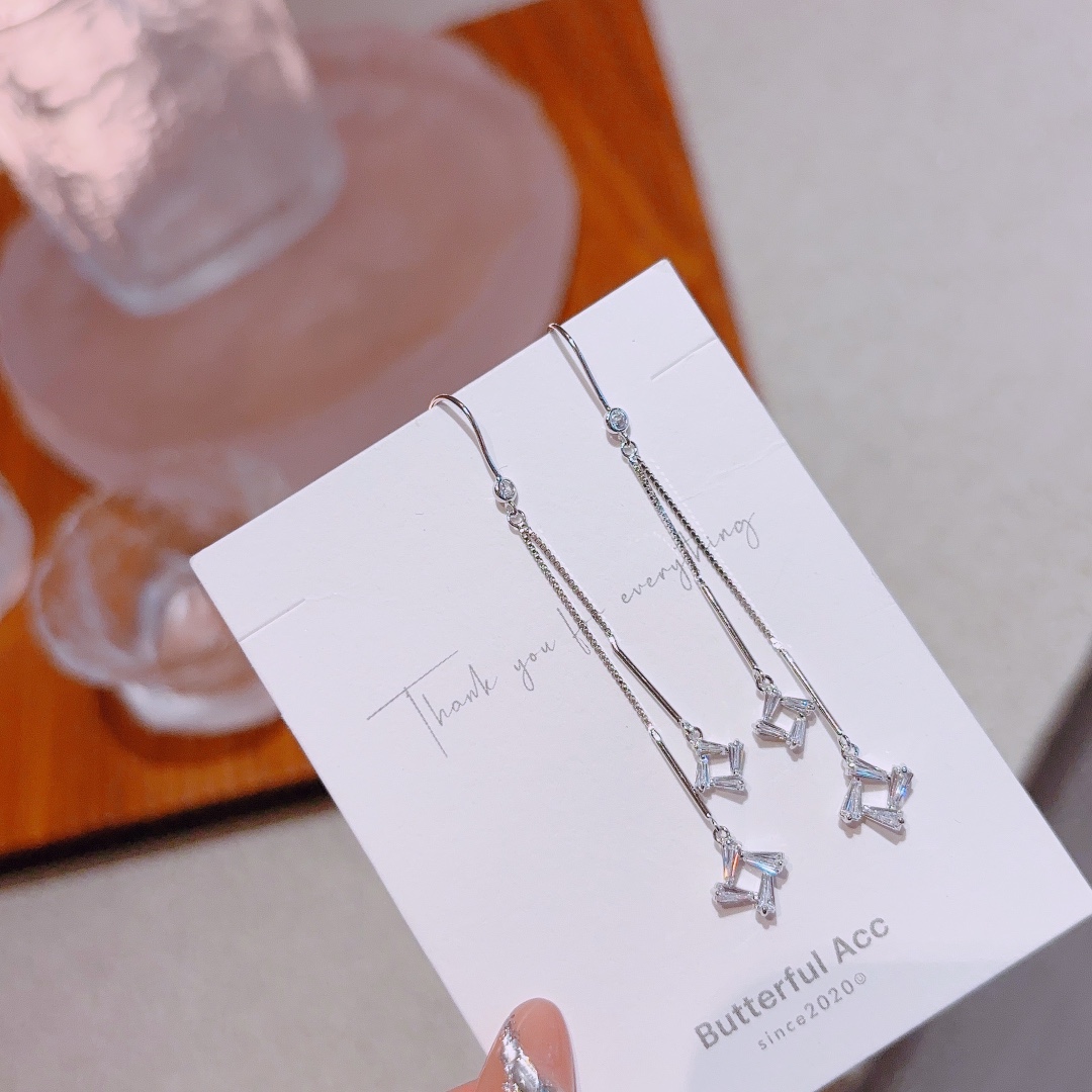 Low Allergy Silver Drop & Thread Earrings Soft Mother's Day Gold