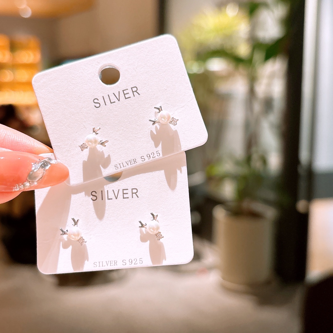 S925 Sterling Silver Earrings Cute Wedding Favor Silver