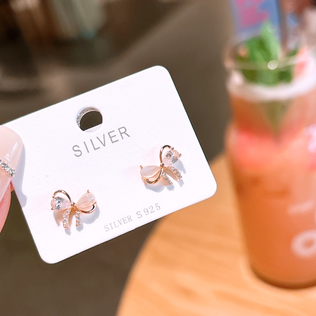 Solid Silver Earrings Ins Style Wedding Registration Gold