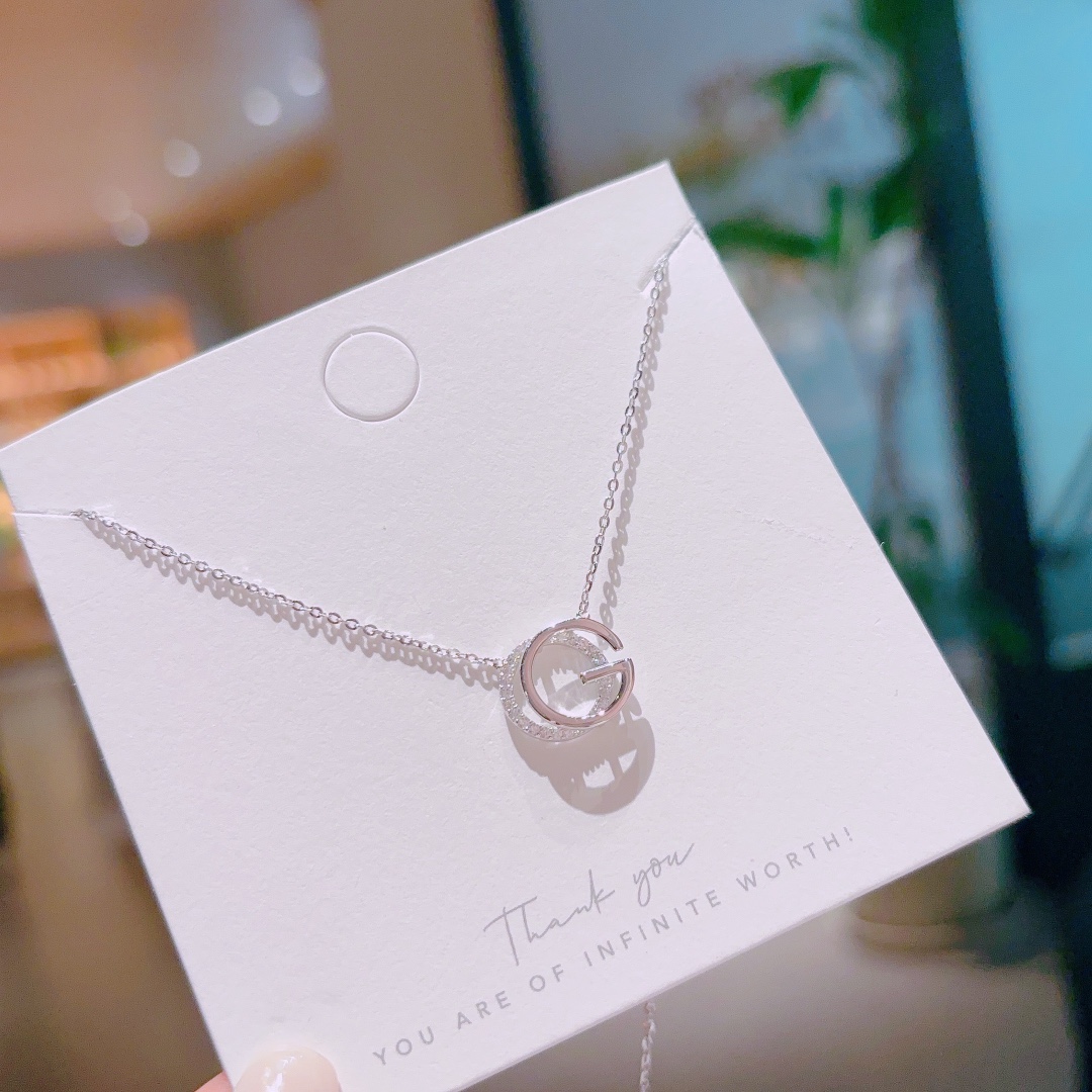 Fine Silver Necklace Light Luxury Everyday Wear Gold