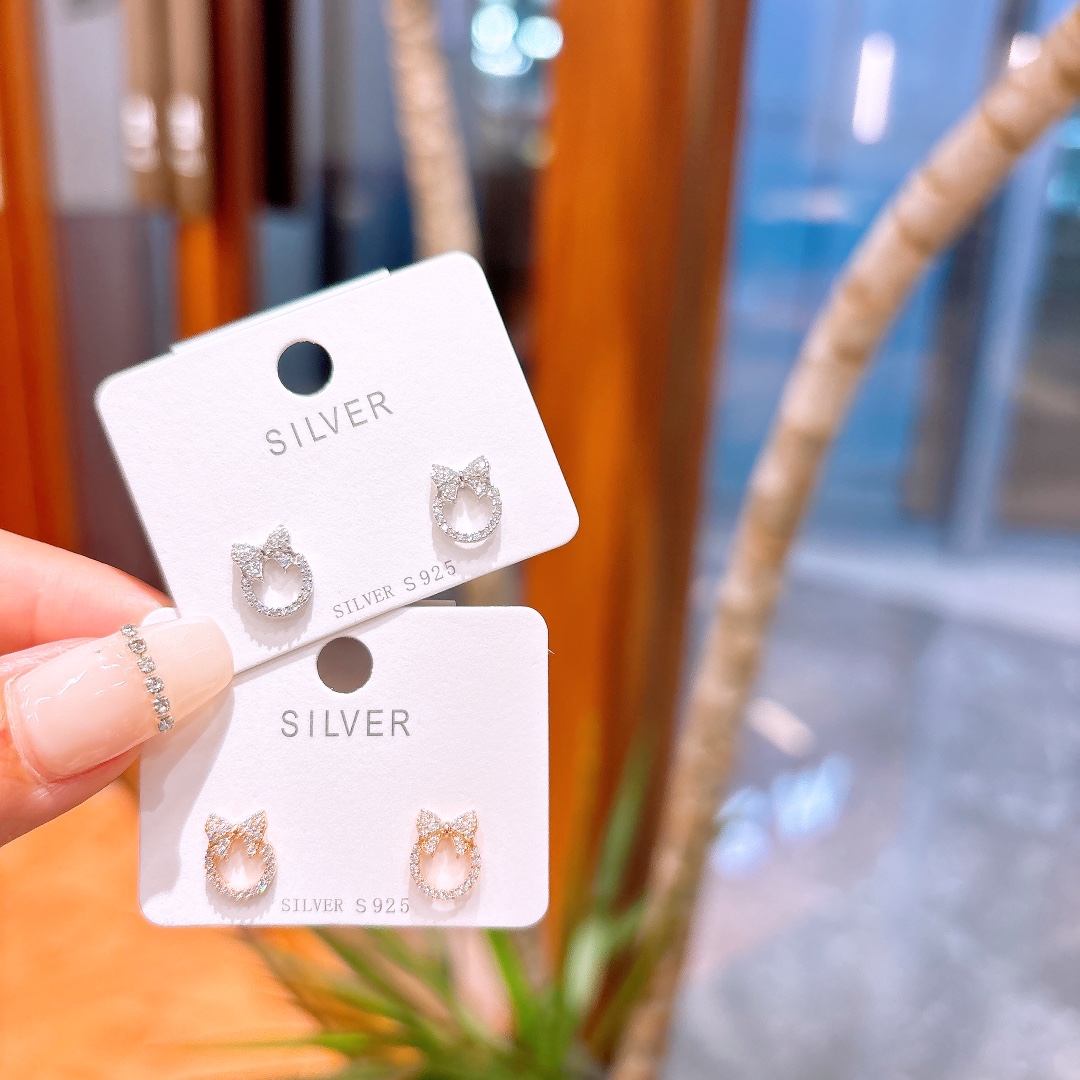 S925 Sterling Silver Earrings Cute Wedding Favor Gold