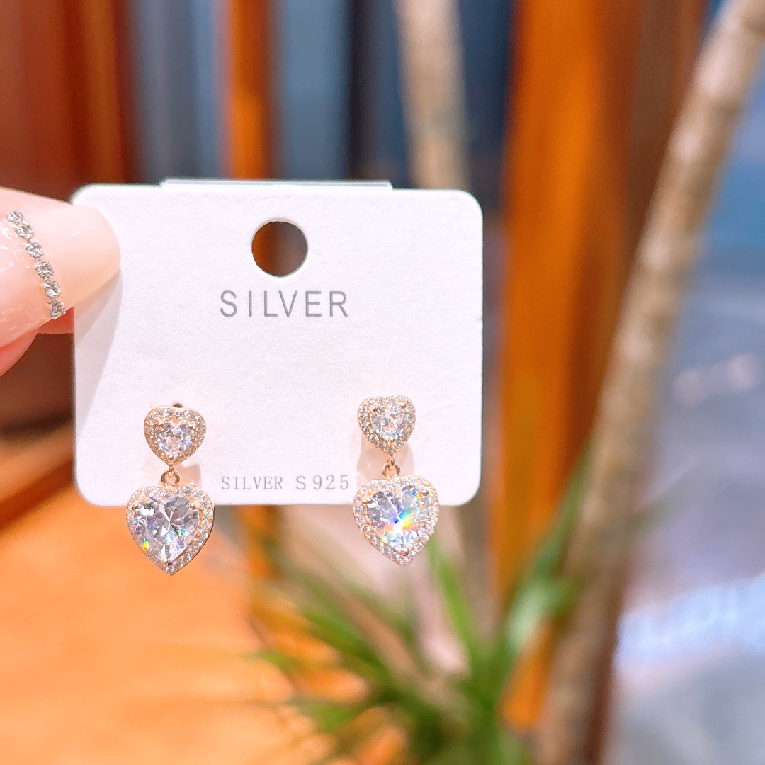 S925 Sterling Silver Earrings Lively New Year Gold