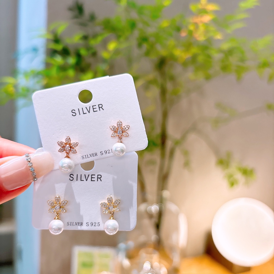 925 Silver Earrings Elegant New Year Gold