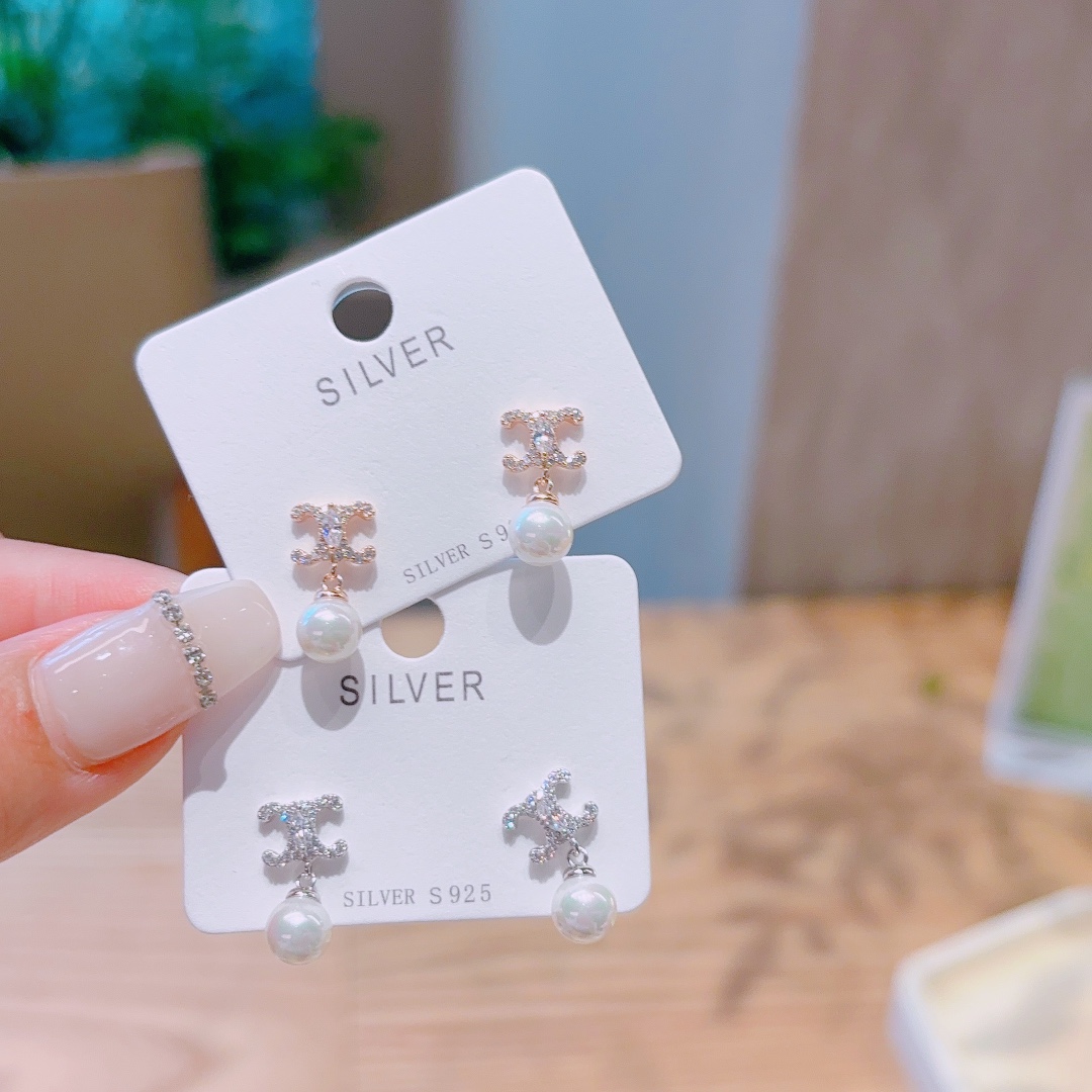 Low Allergy Silver Earrings Light Luxury Engagement Gold