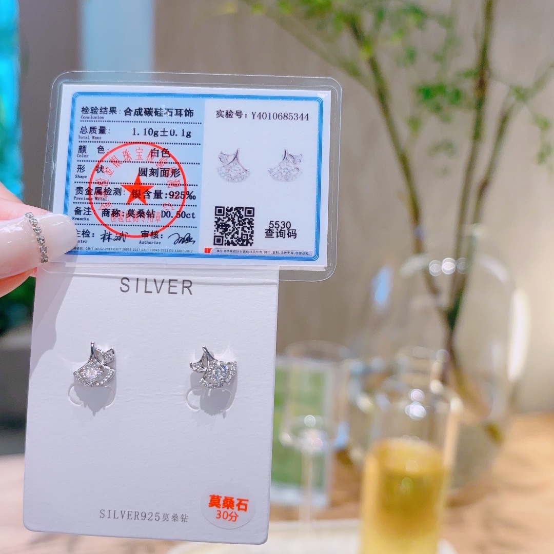 Solid Silver Moissanite Studs Korean Style Proposal Silver