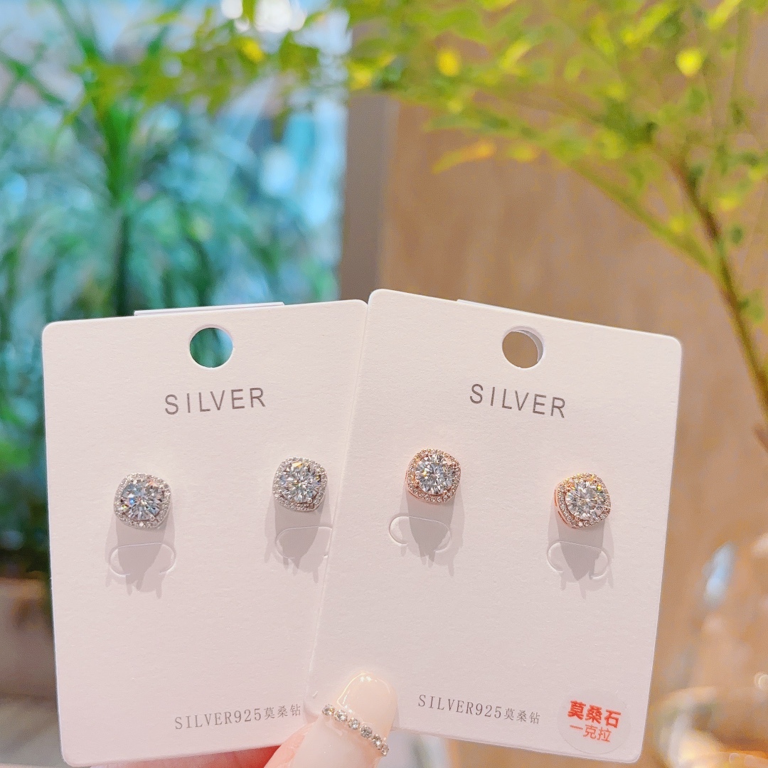 Nickel Free Silver Moissanite Studs Delicate Father's Day Silver