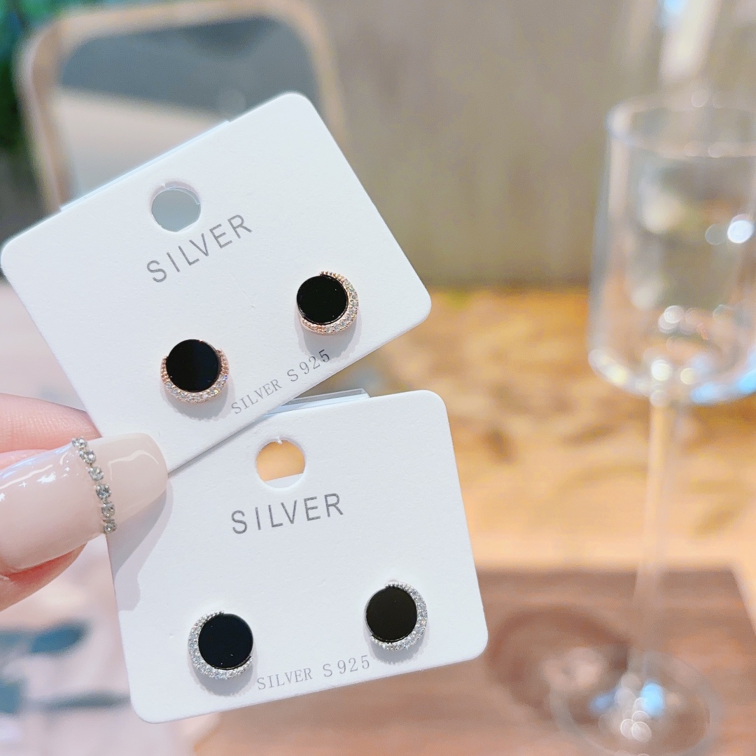 925 Silver Earrings Sweet & Cool Office Gold