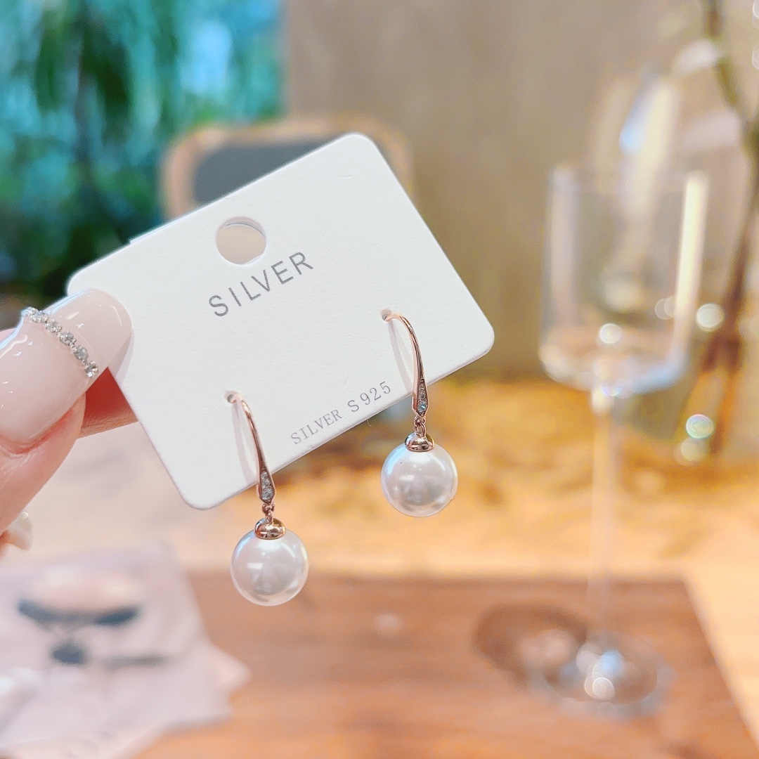 Solid Silver Drop & Thread Earrings Gentle Teacher's Day Silver