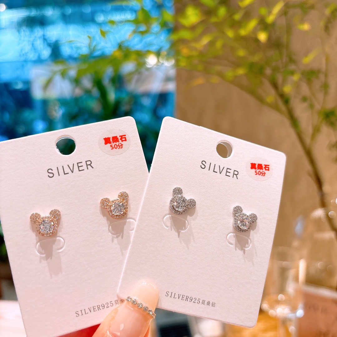 Low Allergy Silver Moissanite Studs Sweet Birthday Gold