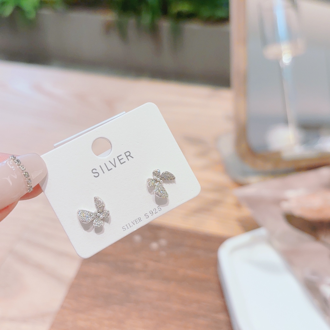 S925 Sterling Silver Earrings Pure Travel Gold