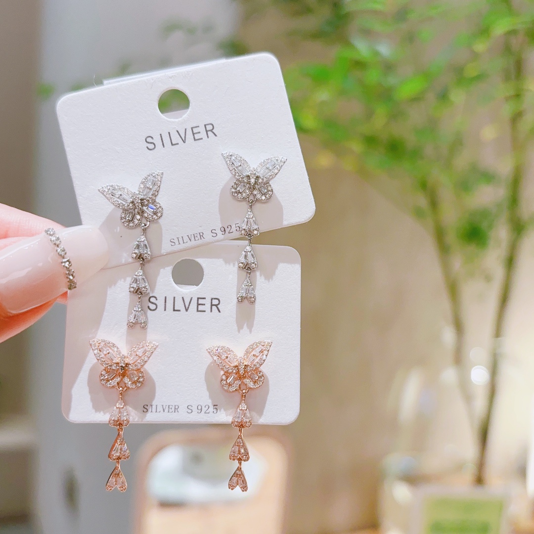 Solid Silver Earrings Gentle Mother's Birthday Gold